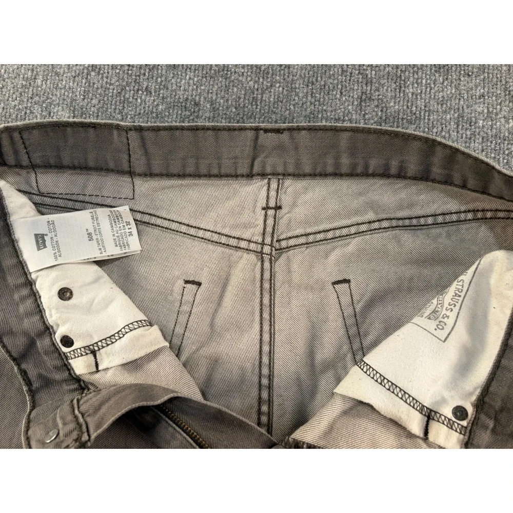 Levis 508 Slim Taper Jeans Mens 34x32 Grey Denim 100% Cotton Pants 0363